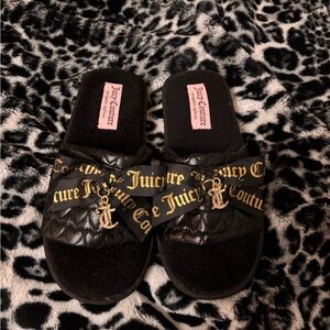 Juicy Couture Black Slides with Gold Accents